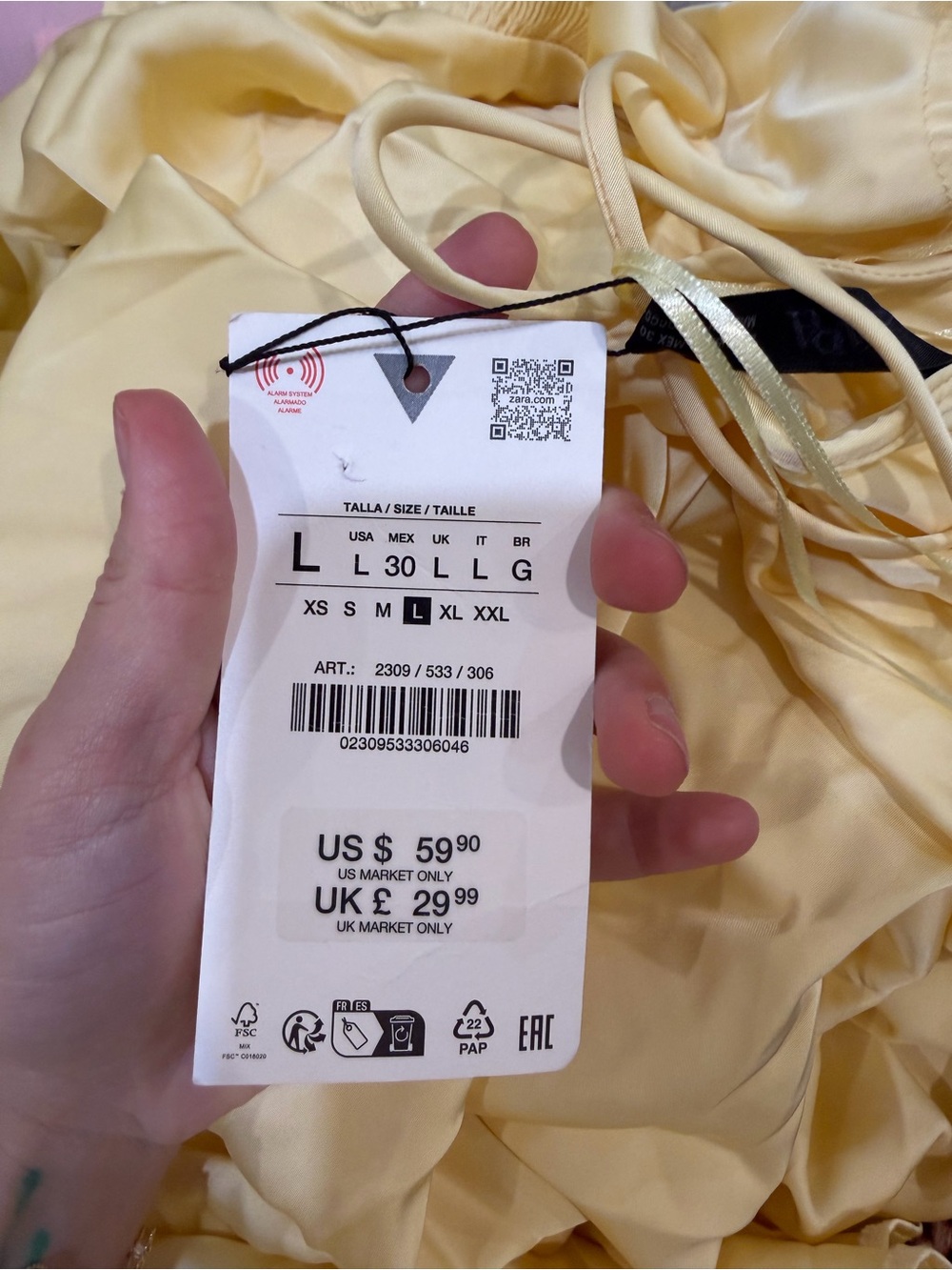 ZARA Light Yellow Satin Slip Midi Dress with Ruffle Trim - Picture 8 of 9